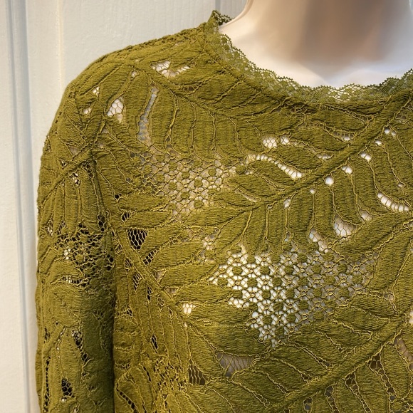 Gorman 10(AU) Fern Green Lacey 3/4 sleeve blouse - Picture 3 of 5